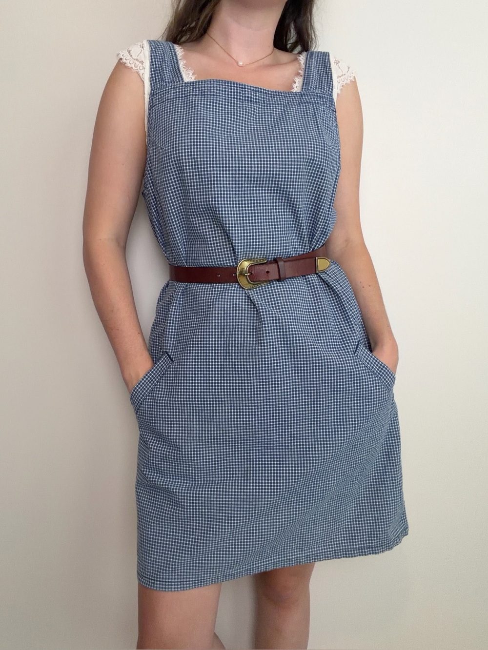 Vintage Gingham Jumper/Overall Dress